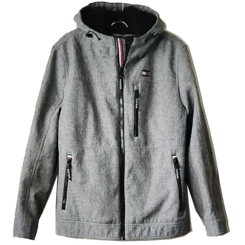 Tommy Hilfiger Soft Shell Hooded Sherpa Lined Jacket L Water Resistant